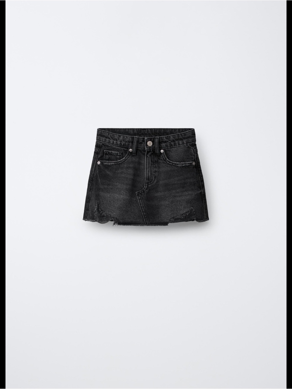 Zara Black Distressed Denim Mini Skirt